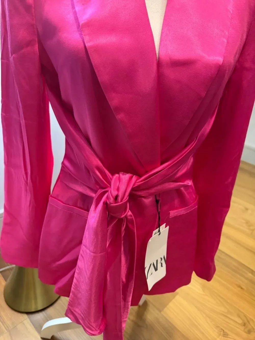 Zara Satin effect Fuchsia Pantsuit set NWT Size M